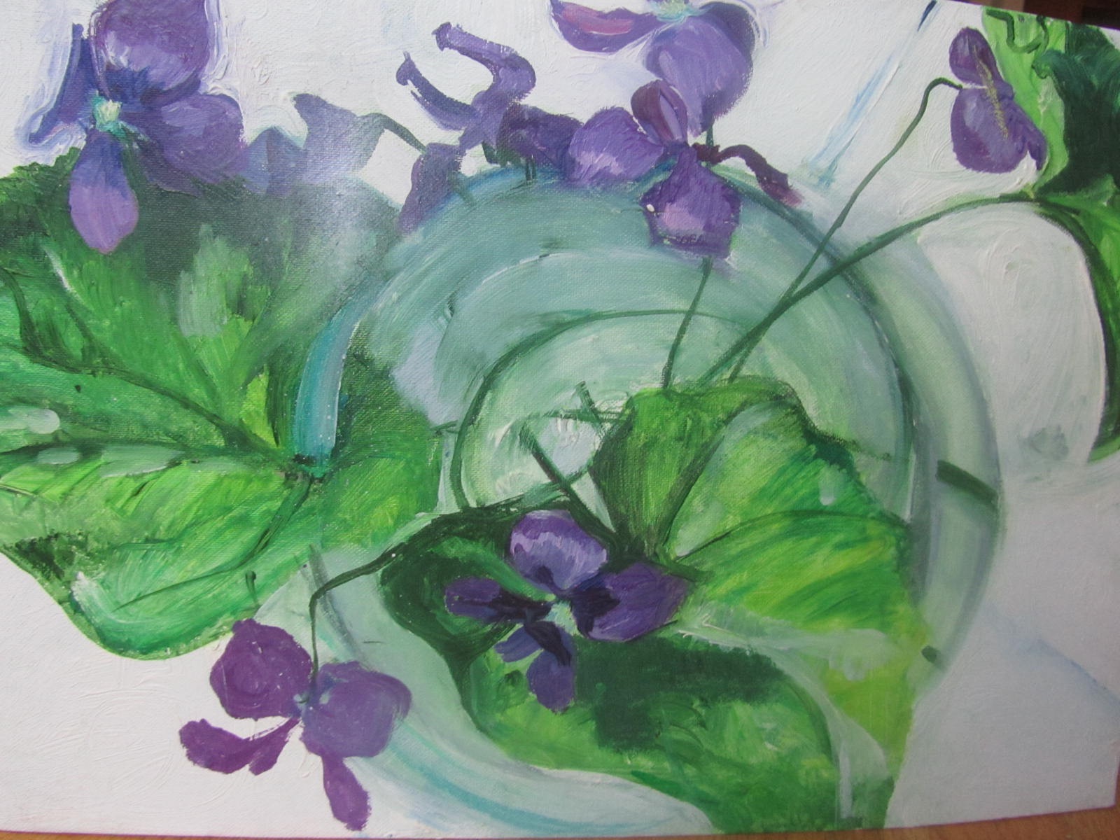 031 'Violets in a Vase'  Oil on Canvas 